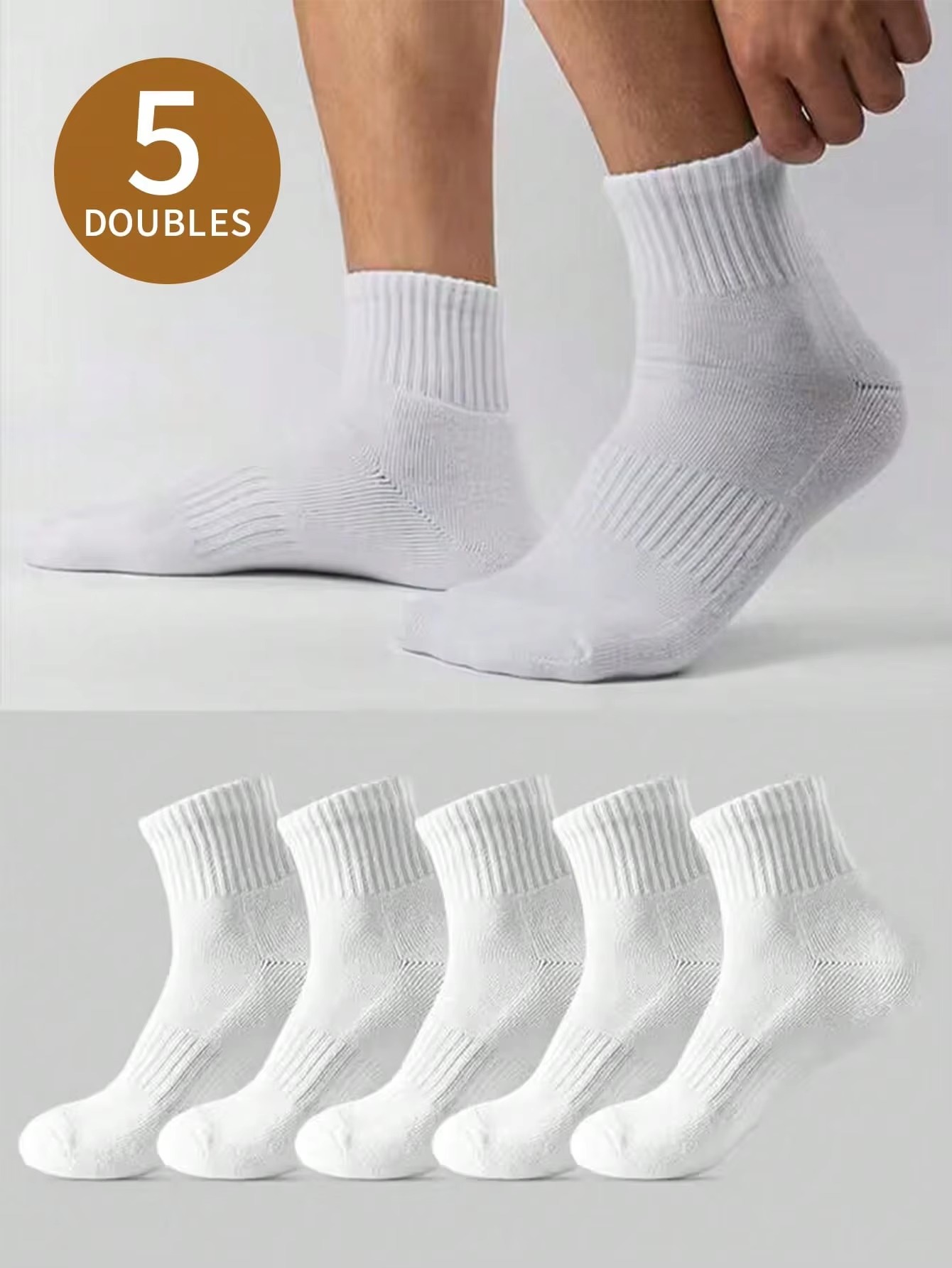 5 Pairs of Men's White Short T - Pipe Bending Spring 리뷰 및 가격
